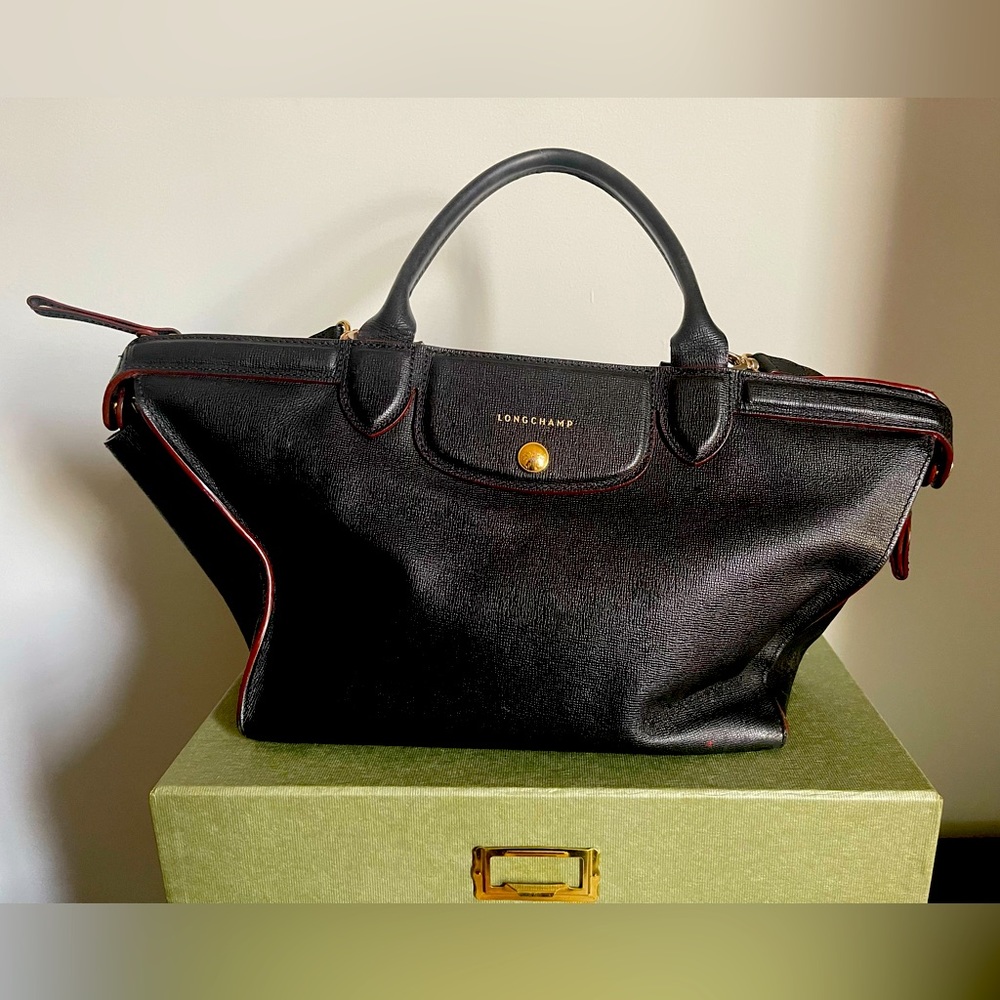 RARE Longchamp Le Pliage Heritage Leather Crossbody Bag